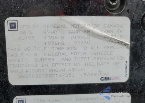 1995 Chevrolet Camaro Z28 из США, поврежденный, VIN 2G1FP32P2S2187351